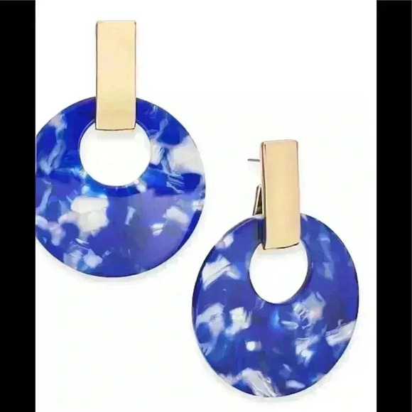 Alfani Gold Colored Circle Drop Earrings - Picture 2 of 3